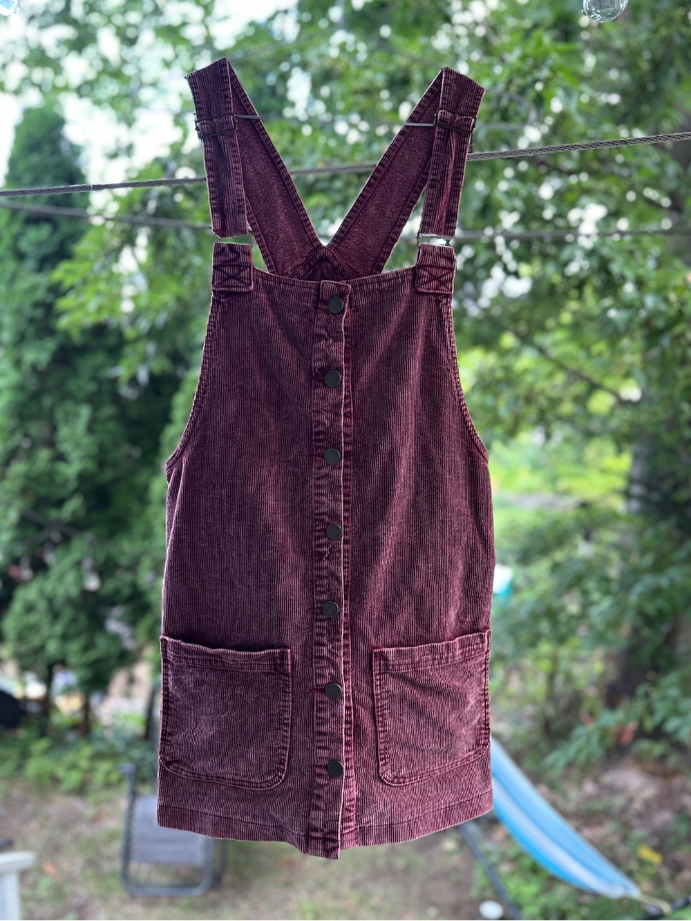 ILLA ILLA Corduroy Pinafore Dress in Deep Wine